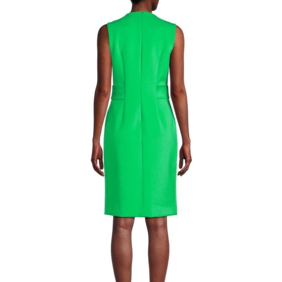 Halston Women's Kelly Parakeet Green Gold Hardware Toggle Belt Dress Crew - Picture 5 of 9
